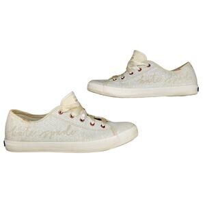 Keds Kate Spade Shoes 5 White Sparkly Glitter Bridal Wedding Tennis Sneakers
